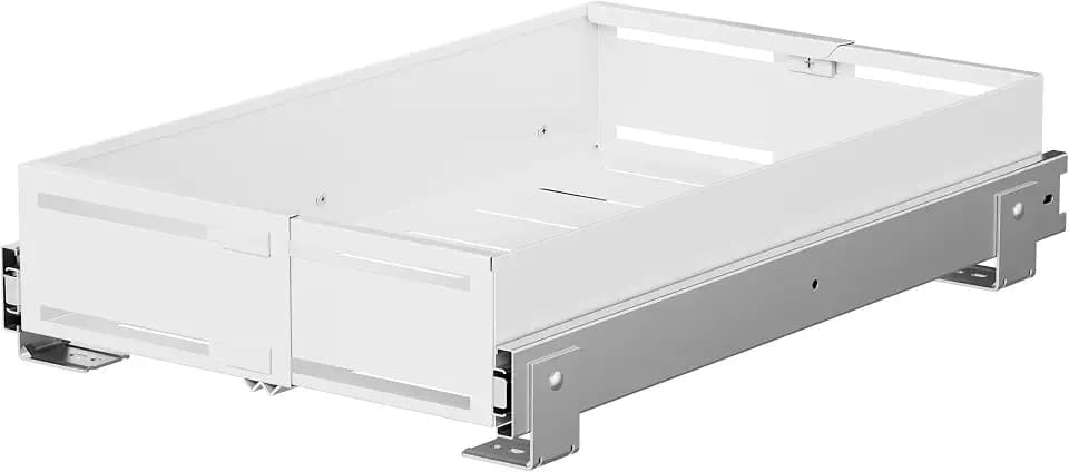 Pull Out Cabinet Organizer, Expandable Width 8"-13", Heavy Duty Metal Slide Out Drawers for Cabinets, Expandable Cabinet Pull Out Shelves for Kitchen, Pantry, Bathroom, White