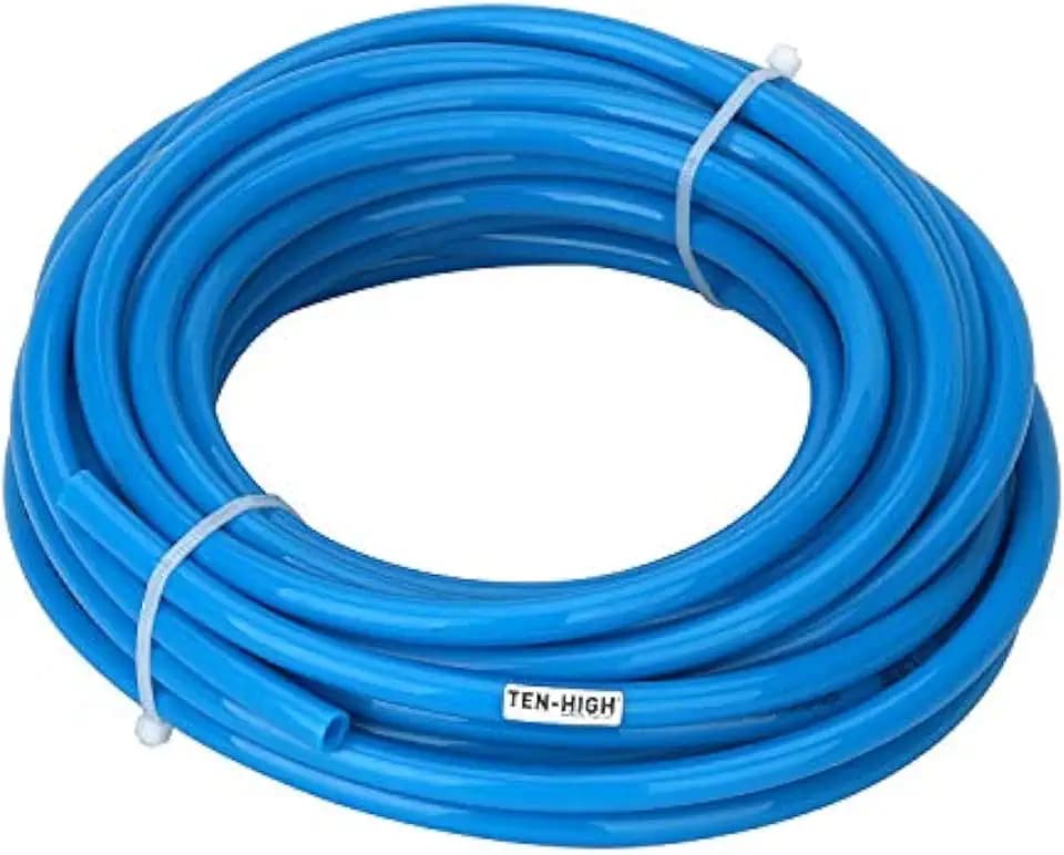 TEN-HIGH PU-Luftschlauch 20 m, Pneumatikschlauch 8 mm OD x 5 mm ID, Luftpumpe Hochdruck PU Luftleitung Schlauch (Farbe: Blau)