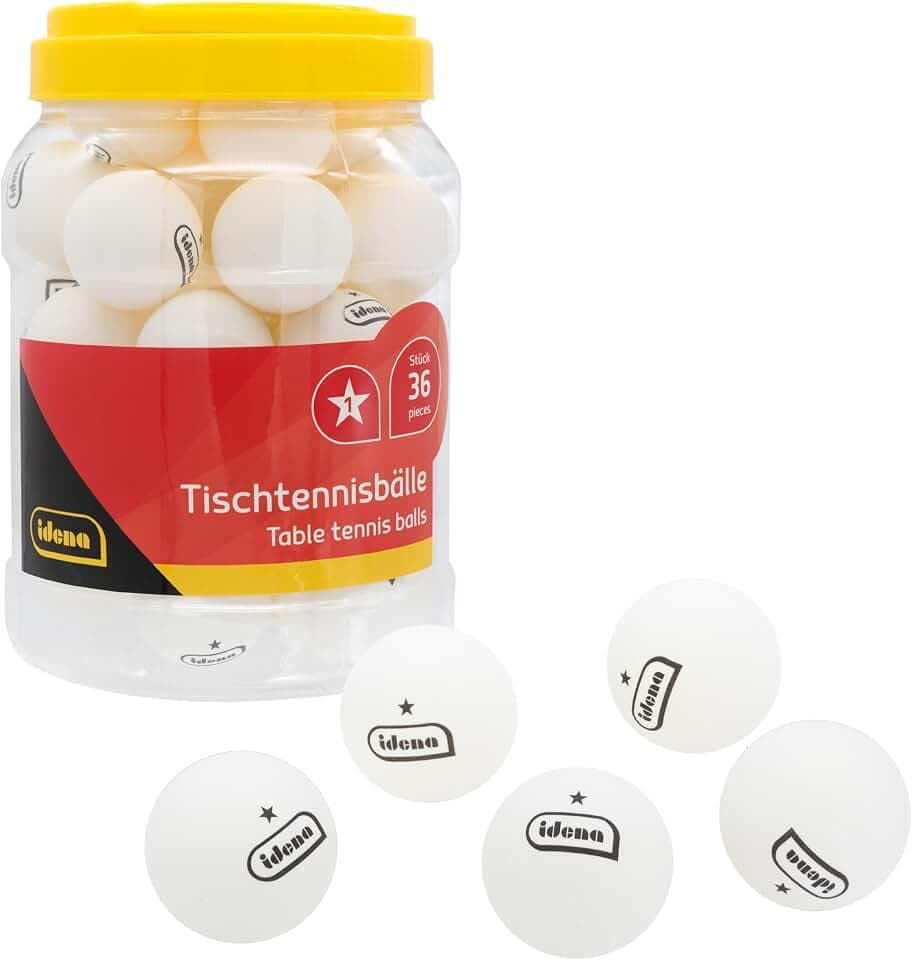 Idena - Tischtennisbälle 36 Stück in weiß, Durchmesser ca. 4 cm nach ITTF Wettbewerbsrichtlinien, 1 Stern Qualität, für den Verein, in der Freizeit und Hobbysportler
