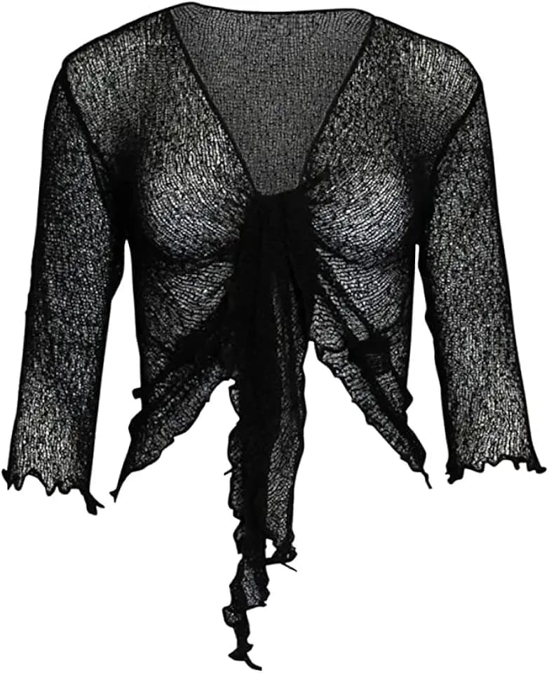 Damen-Bolero, 3/4-Ärmel, Feinstrick-Bolero, bauchfrei, dehnbar, Einheitsgröße