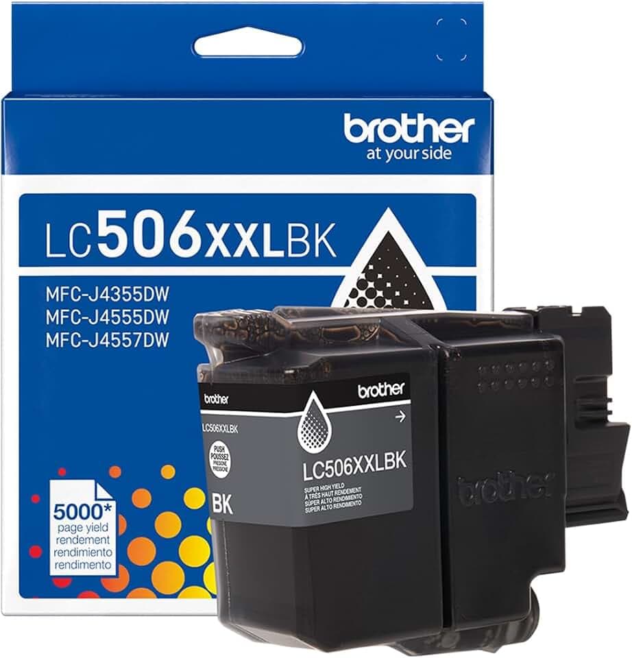 Brother Genuine LC506XXLBK Super High Yield Black Ink Cartridge (for use INKvestment 4355, 4555, and 4557 Printers)
