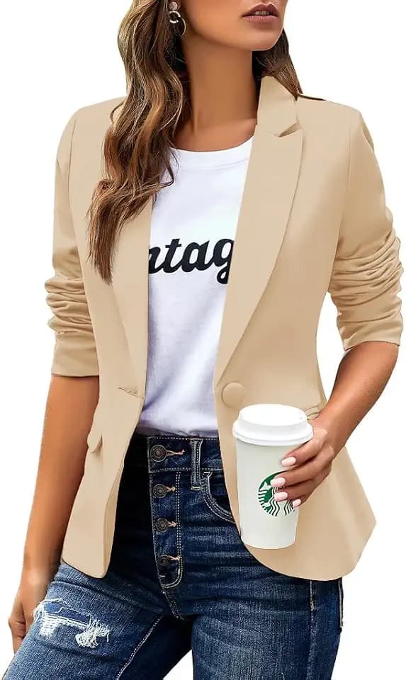 Cicy Bell Damen Casual Langarm Blazer Revers Büro Arbeit Blazer Jacke