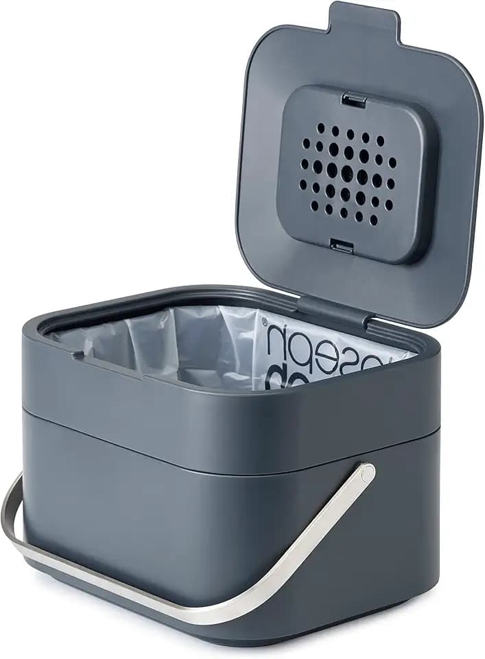 Joseph Joseph Stack 4 - Komposteimer küche, biomülleimer mit Geruchsfilter und Deckel, Plastik, 4 Liter, Graphit