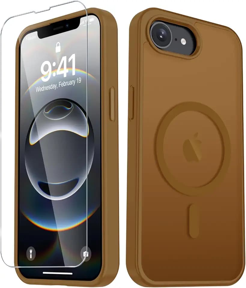 YENAPOON for iPhone 17e Case, iPhone 16e Case, Magnetic Cover, Brown