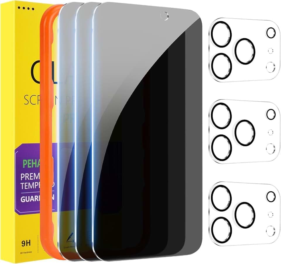 PEHAEL for iPhone 17 Pro Max Privacy Screen Protector+Camera Lens Protector