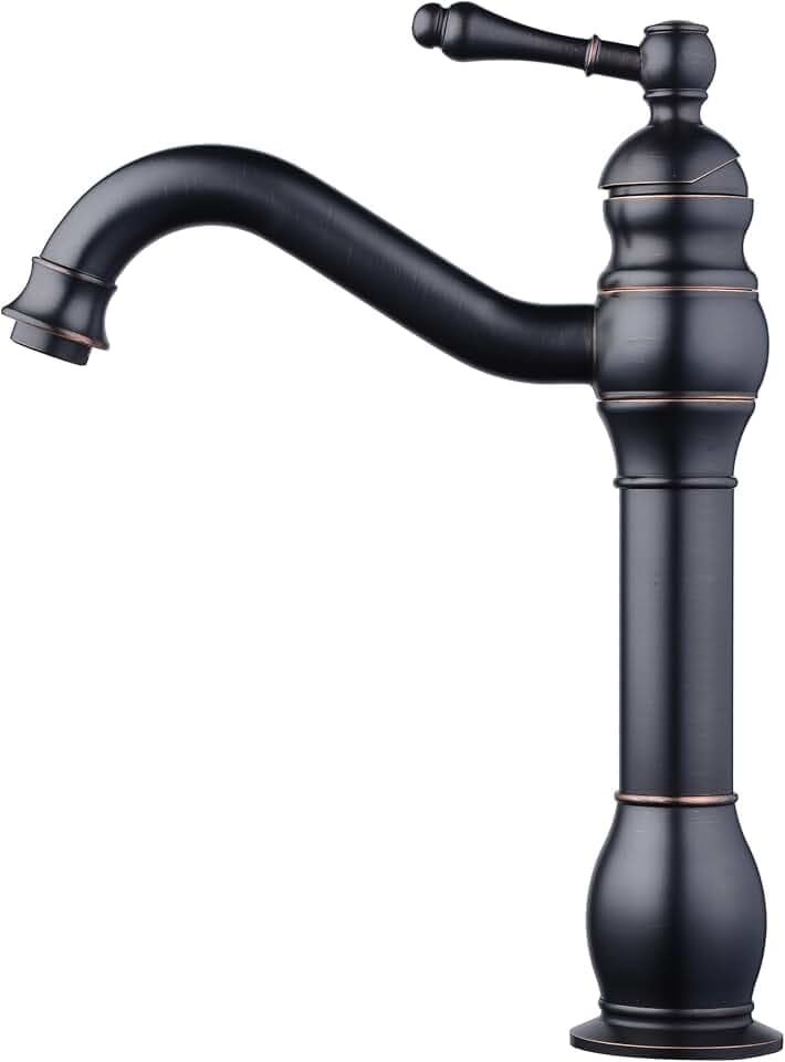 Badezimmer Waschbecken Mischer Hahn, reiner Kupfer Griff Einzel Loch Retro Badezimmer Hahn (Schwarz)