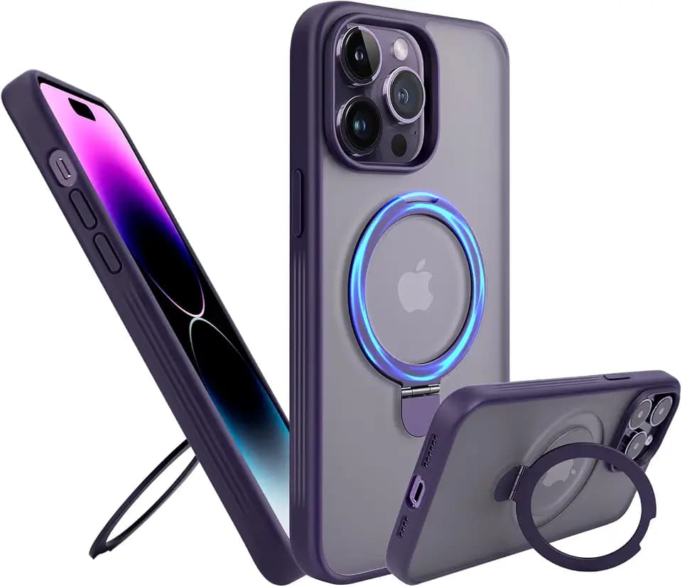 iPhone 14 Pro Max Hülle Magsafe, Magnetisch Hülle für iPhone 14 Pro Max, Fallschutz Griffige Handyhülle iPhone 14 Pro Max mit Unsichtbarem Magnet Ständer, Kratzfeste PC Rückseite, TPU Bumper