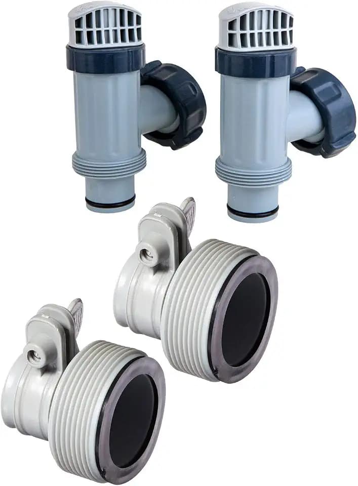 Intex Above Ground Plunger Valves with Gaskets & Nuts + Hose Adapters (2 Each)