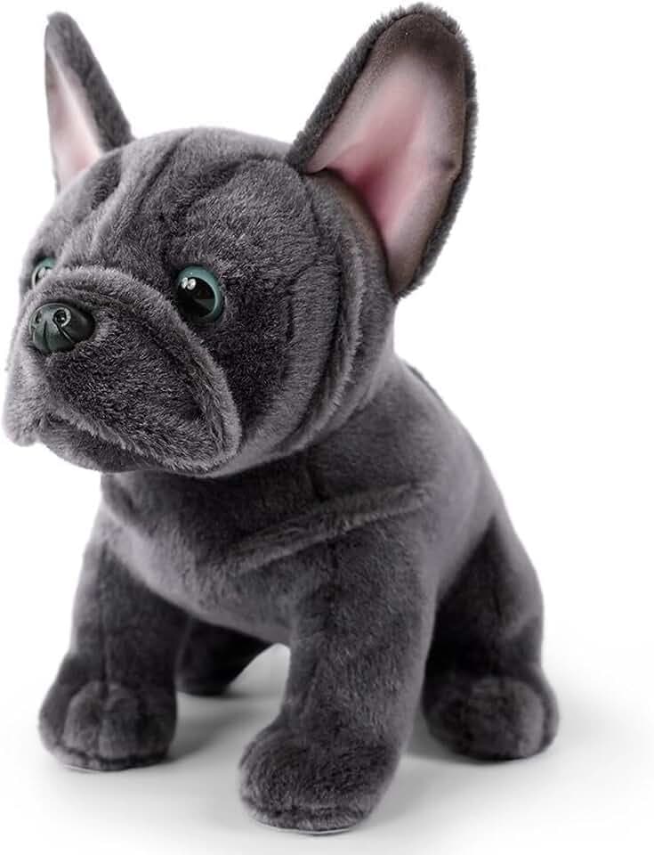 French Bulldog Stuffed Animal, 8.6 inch Realistic Puppy Plush Cute Soft Dog Gifts for Boys and Girls (Gray)