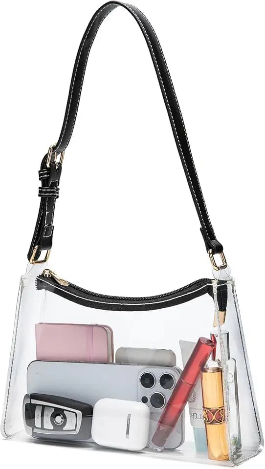 Wuflyover Clear Bag for Stadium Events, Clear Purse Shoulder Bag for Women