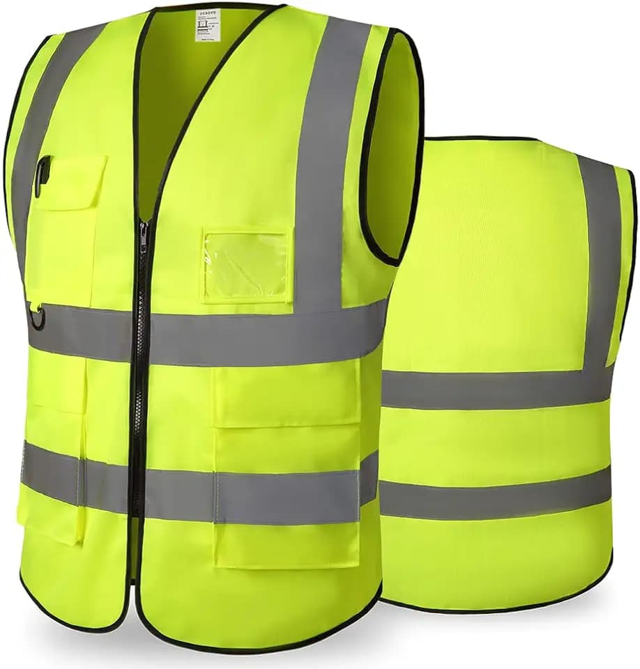 Reflektierende Arbeits Warnweste Sicherheitsweste mit 5 Taschen, Pink, 46