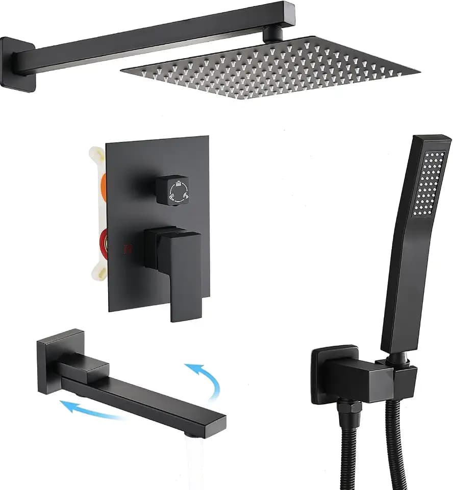 AVSIILE Shower Faucet Set with Tub Spout, 10 Inch Shower Head, Matte Black