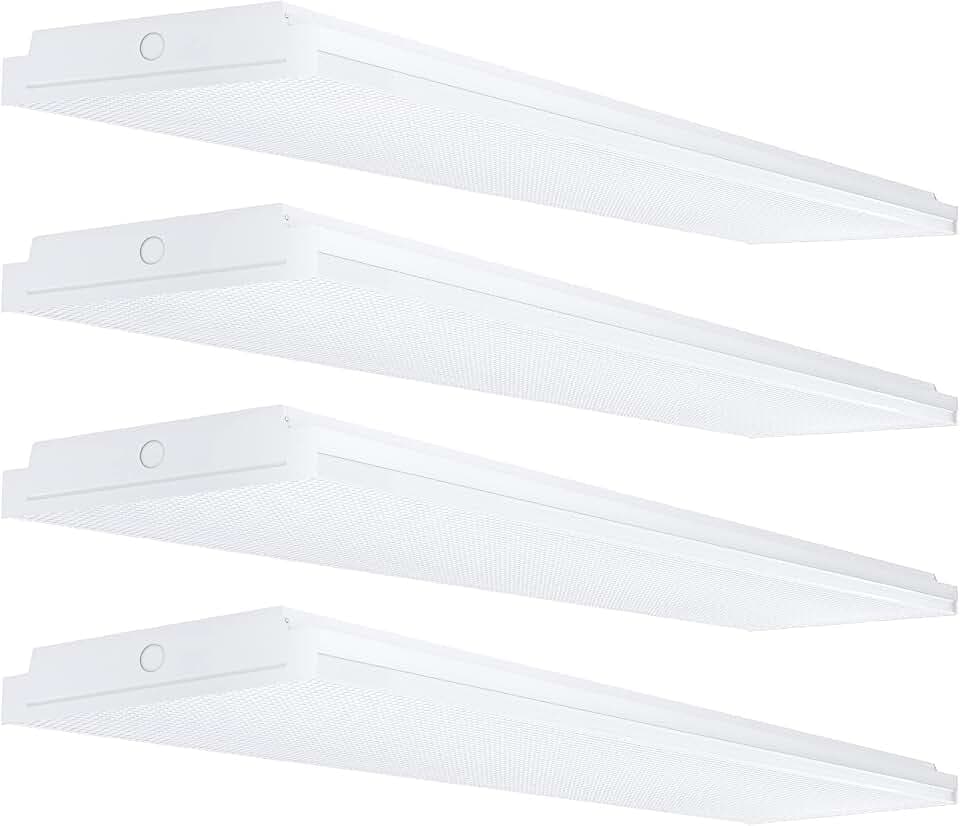 ANTLUX 72W LED Office Lights Ceiling 4FT LED Wraparound Light, 8600 Lumens, 4000K Neutral White, 4 Foot Flush Mount Wrap Shop Light Fixtures for Garage Workshop, Fluorescent Light Replacement, 4 Pack