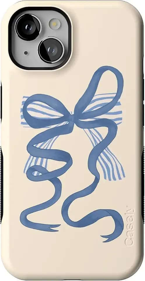 Casely iPhone 13 Case | Heartstrings | Blue Bow | Bold Protective Design | Compatible with MagSafe