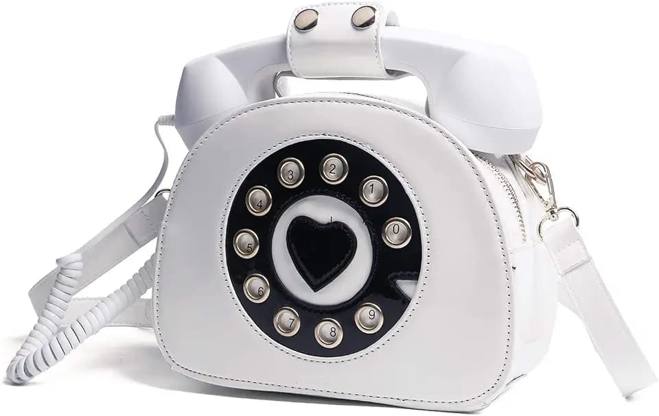 Oweisong Fun Telephone Purse for Women Novelty Pink Phone Tote Handbags Top Handle Shoulder Crossbdoy Bag