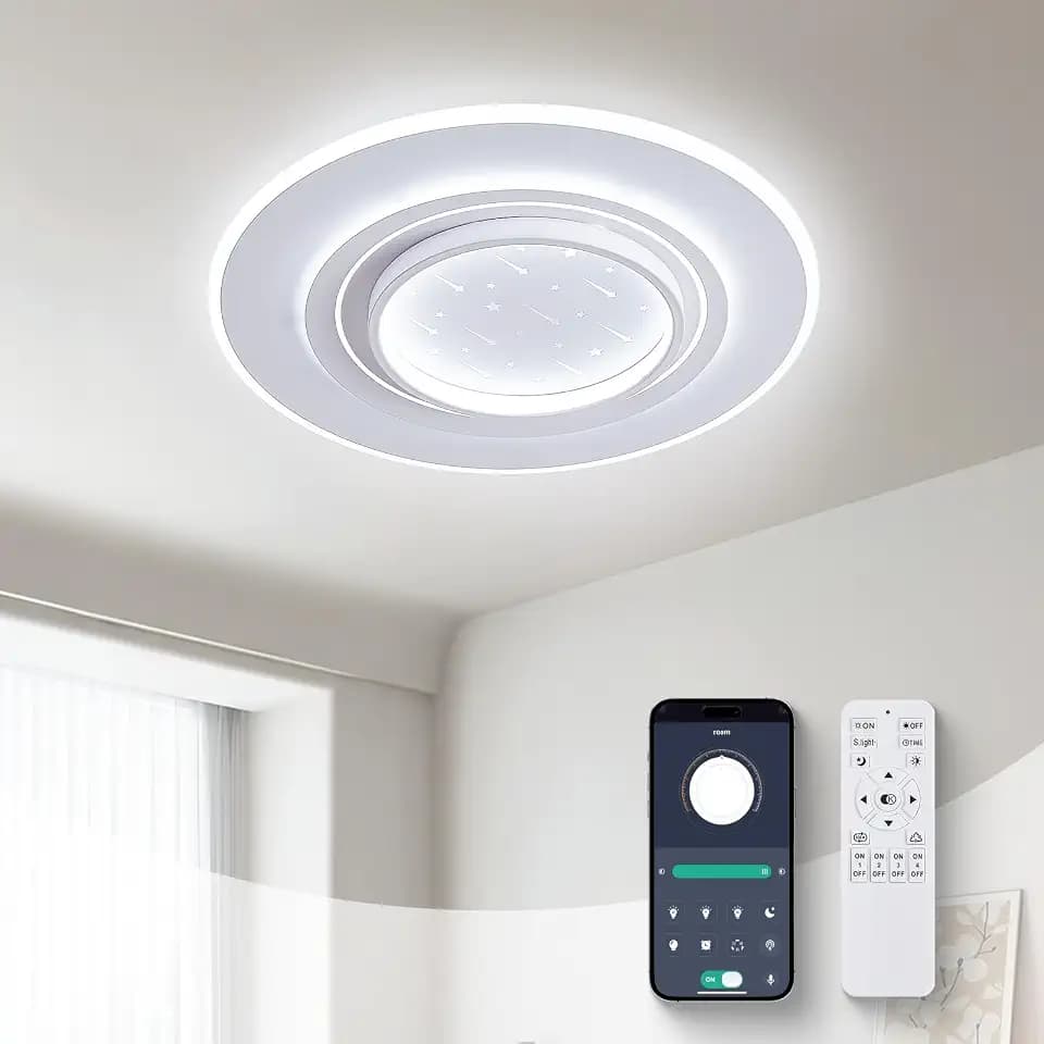 LED Deckenlampe Sternenhimmel Kinderzimmer Lampe Decke Deckenlampen mit Fernbedienung 38W Deckenlampe Schlafzimmer Modern Deckenleuchte Wohnzimmer 55cm Deckenlampe Küche Deckenleuchte