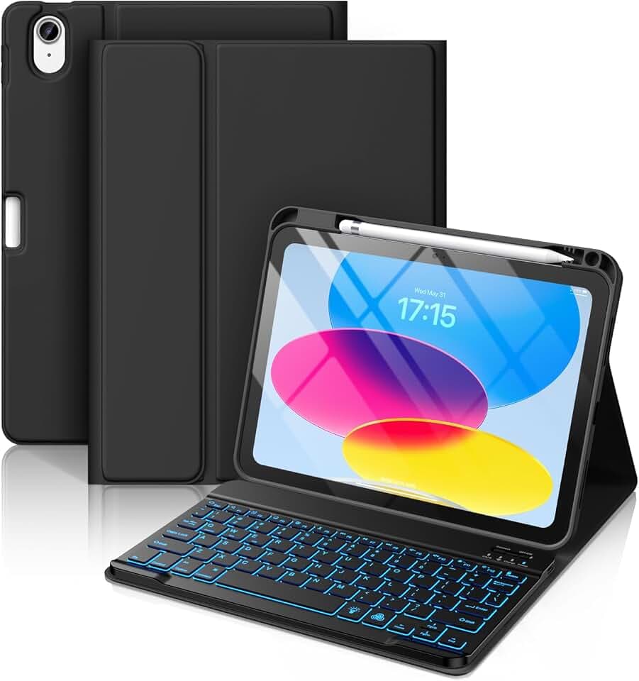 Hamile for iPad A16 11th 10th Generation Case with Keyboard - Wireless