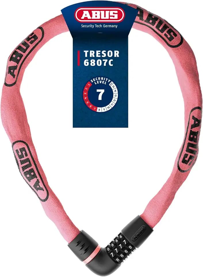 ABUS Kettenschloss Tresor 6807C, Länge 110 cm, Rose