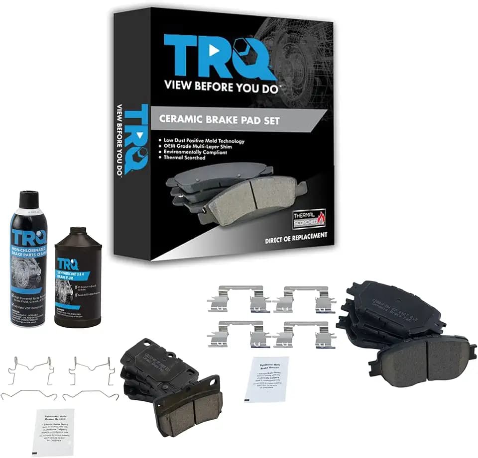 TRQ Front & Rear Brake Pads Brake Chemical Kit Ceramic