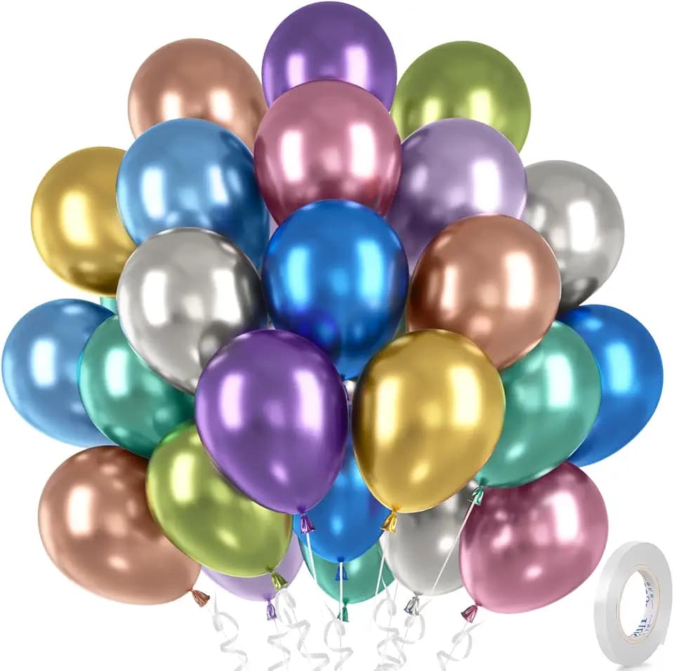Luftballons Metallic, 30 Stück Metallisches Chrom Luftballon Set, Metallicfarben Helium Ballon für Geburtstag Baby Shower Hochzeit Schulfeier Neujahr Silvester Graduierung Babyparty