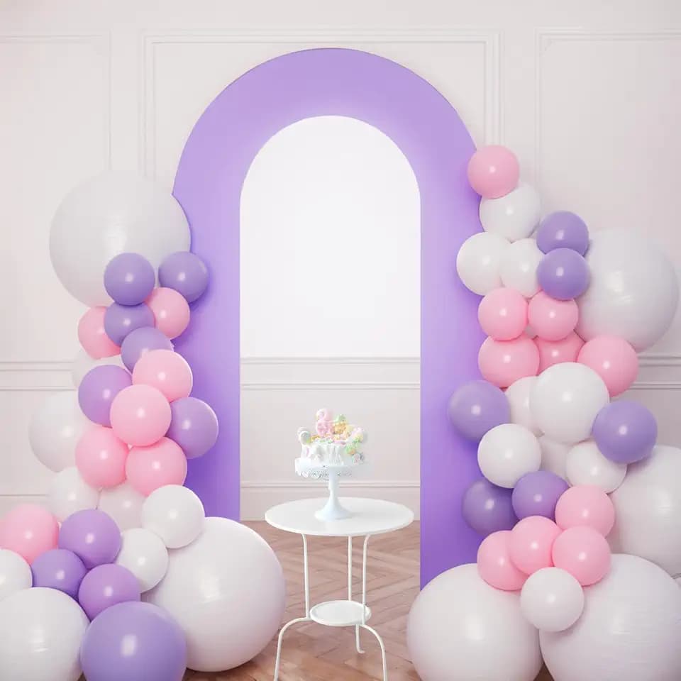 Babenest 7.2FT Spandex Open Arch Backdrop Cover for Party Wedding, Purple