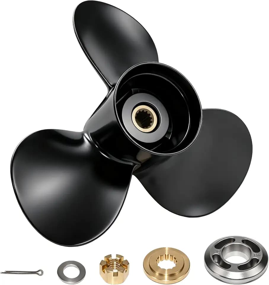 MARKGOO Outboard Propeller Compatible with OMC Johnson Evinrude 40-140 HP Boat Prop 13 Spline Tooth Aluminum 3 Blade Right Hand Rotation 4-1/4 Inch Gearcase for Houseboat, Inshore Fishing, Pontoon