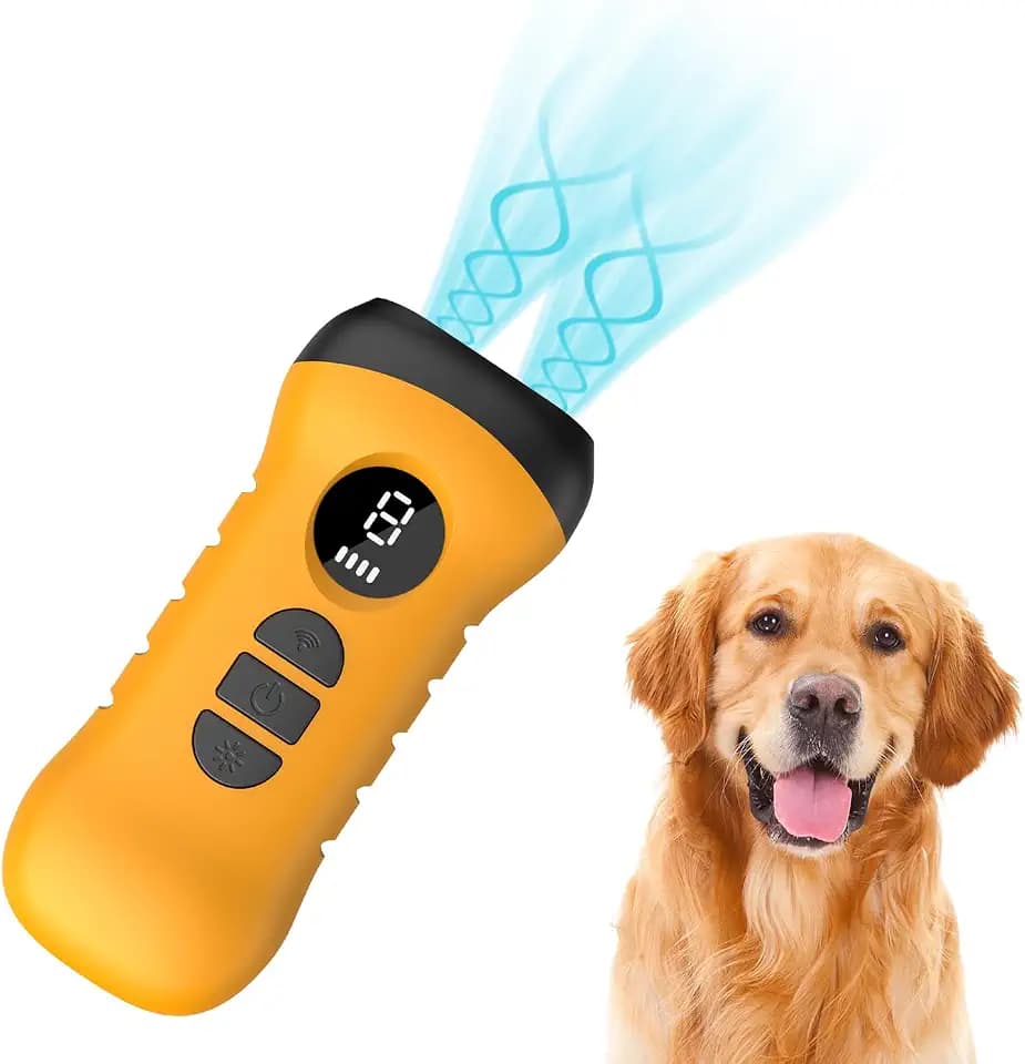 Antibell für Hunde Ultraschall Ferntrainer,40-50 Fuß Antibell Ultraschall Gerät,LED Taschenlampe Modus,Geeignet für kleine, mittelgroße und große Hunde