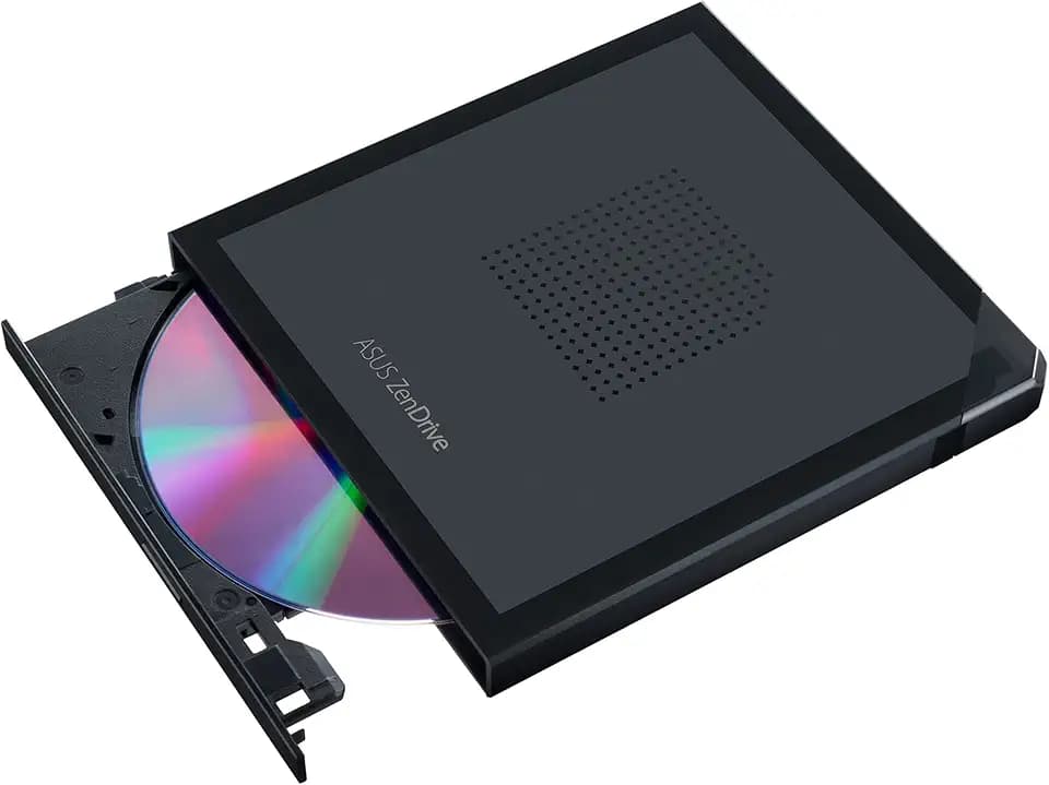 ASUS ZenDrive V1M External DVD Drive and Writer with Built-in Cable-Storage Design, USB-C Interface, Compatible with Win 11 and macOS, M-DISC Support, SDRW-08V1M-U, 1 Year Warranty