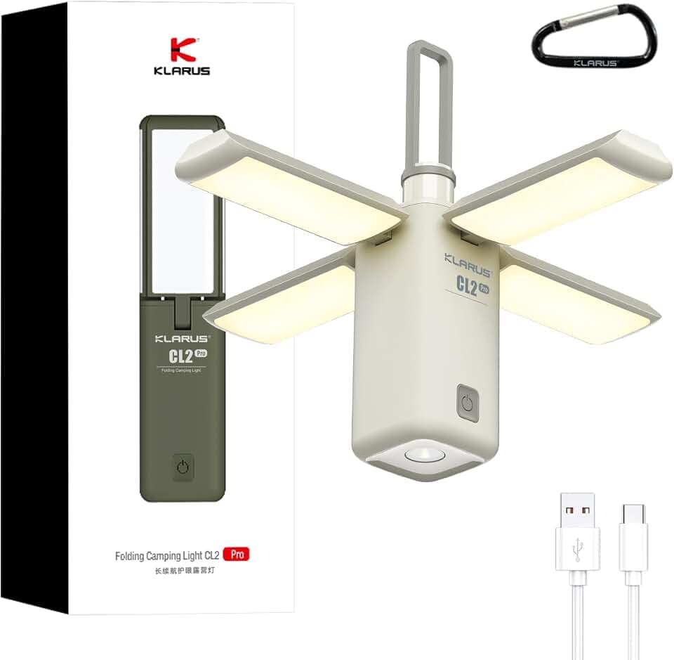 KLARUS CL2 Pro 14000 mAh Camping-Leuchten mit supergroßer Kapazität, freiklappbare wiederaufladbare LED-Campinglaterne, 750 Lumen, 8 Lichtmodi, ideal als Geschenk, Camping