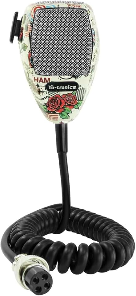 CB Microphone-4 Pin Noise Canceling CB Microphone, Amateur Radio and SSB Communications, Stainless Steel Wire Mesh Edition (YTM-CB66 Rose)