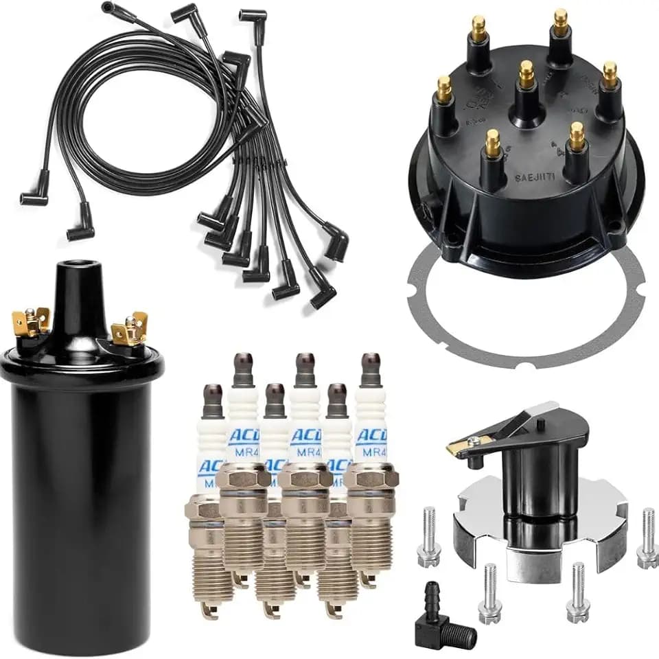 RPS Mercruiser Thunderbolt 4.3 L V6 DISTRIBUTOR CAP ROTOR SPARK PLUG WIRES KIT SET WITH MR43LTS PLUGS AND IGNITION COIL