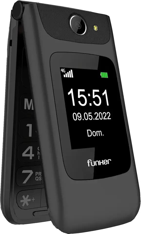 Funker C200 Comfort 4G - 4G Klapphandy für Senioren, große Tasten und Tasten, Einfache Bedienung, SOS-Taste, USB-C, 3 Direkte Speicher, 2000 Kontakte, 1000mAH Batterie, Schwarz