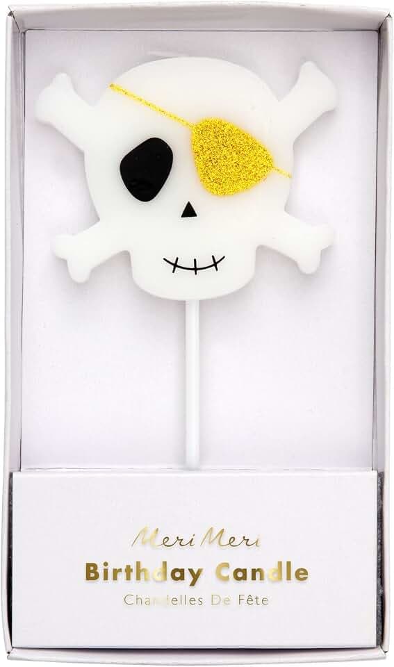 Meri Meri Große Kerze mit Totenkopf und gekreuzten Knochen, 1 Stück