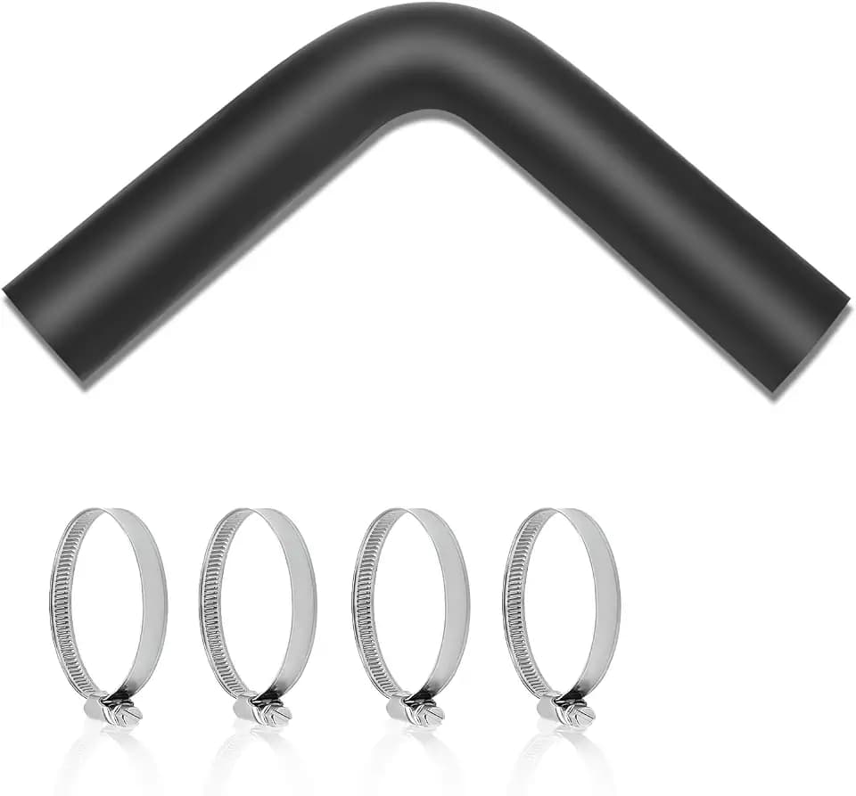 1 1/2" ID, 90 Degree Gasoline Fuel Filler Neck Hose with 4 Clamps, Reinforced Gas Tank Filler Hose 15 7/8" Length