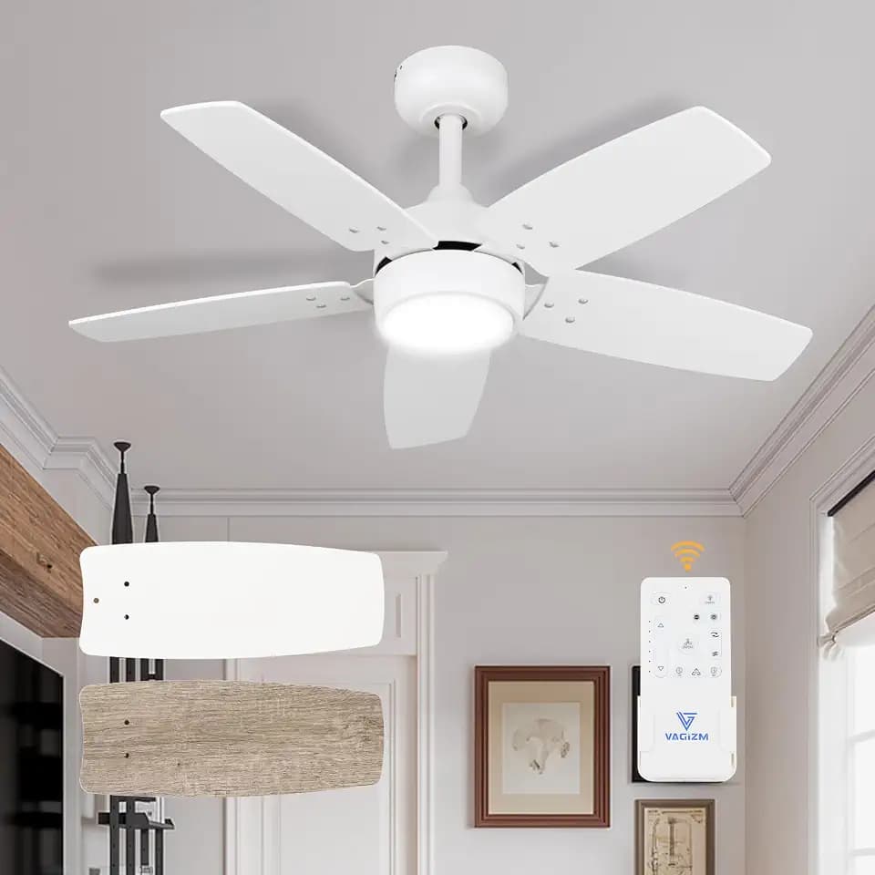 36 Inch Quiet Ceiling Fan with Light and Remote,5 Blades