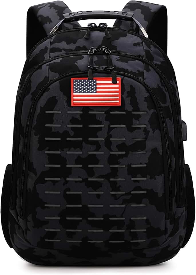 Camo Tactical Backpack for Boys & Men,Waterproof Military Bookbag