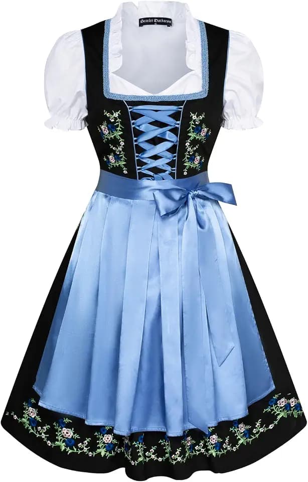SCARLET DARKNESS Dirndl Damen Oktoberfest Outfit inkl. Kleid,Bluse, Schürze