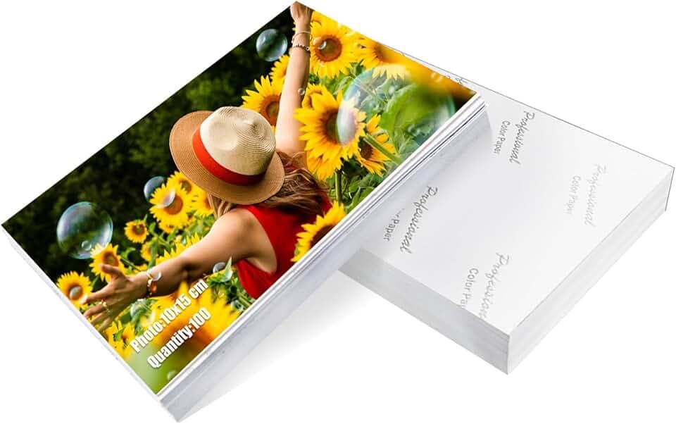 100 Blatt Fotopapier 10x15 cm, 200g/m², Hochwertiges Glanzpapier für lebendige und klare Bilder, Perfekt für Fotodrucke und kreative Projekte