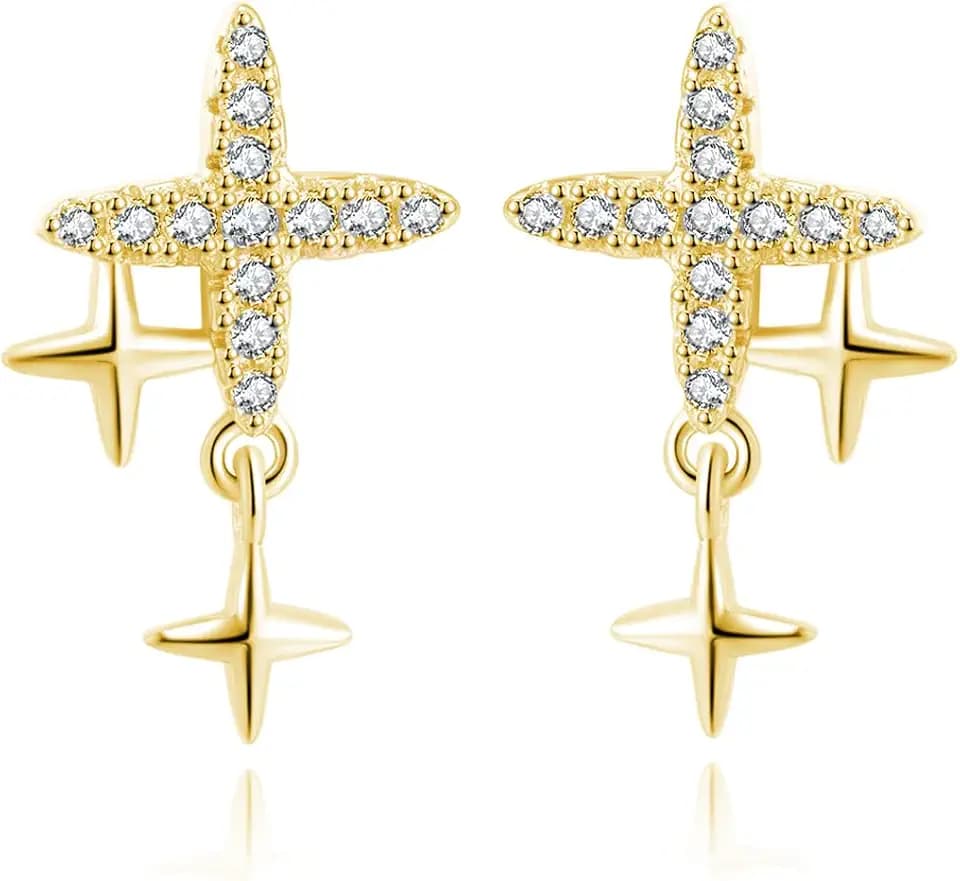 SLUYNZ 925 Sterling Silber CZ Stern Ohrringe Ohrstecker für Damen Stern Ohrringe Tropfen Hängend Ohrringe