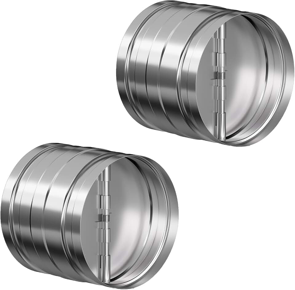 [Upgraded] Hon&Guan Duct Damper 4 inch, Backdraft Damper One-Way Airflow Backflow Preventer for 4 Inch Duct Dryer Vent Hose-2pcs