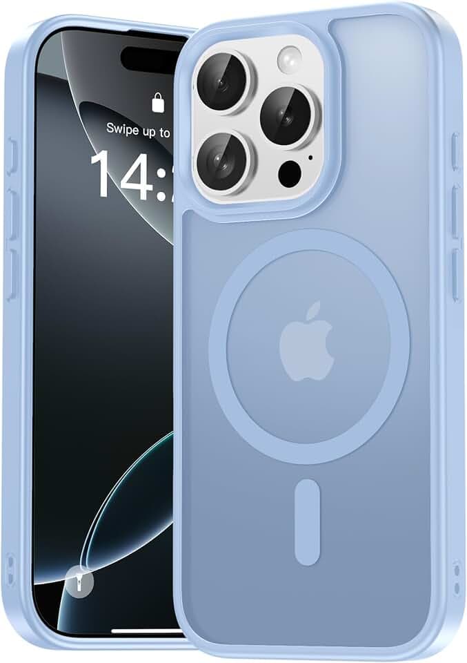 Natiiozie Magnetisch Hülle Kompatibel mit iPhone 16 Pro Max, Matt Handyhülle Kompatibel mit MagSafe, Stoßfest Kratzfest Schutzhülle Nie Vergilbung Rückseite Dünn 6.9 Zoll Case Blau