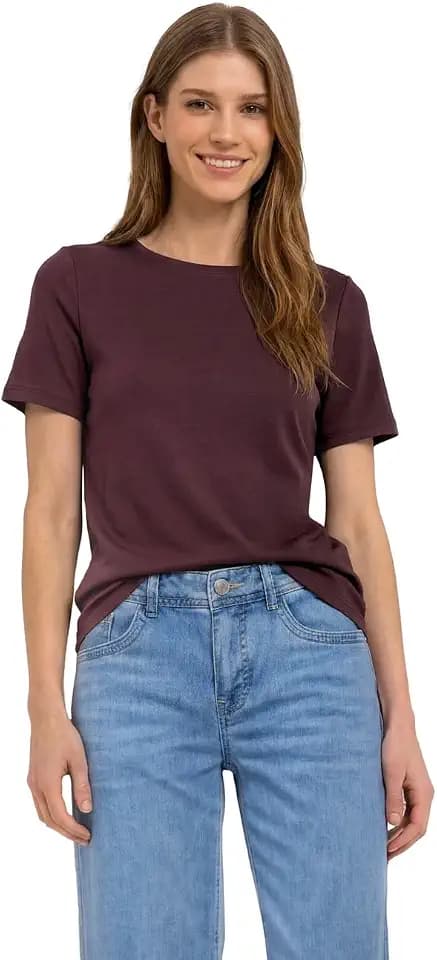 Street One Damen Basic T-Shirt mit Rundhals in Unifarbe