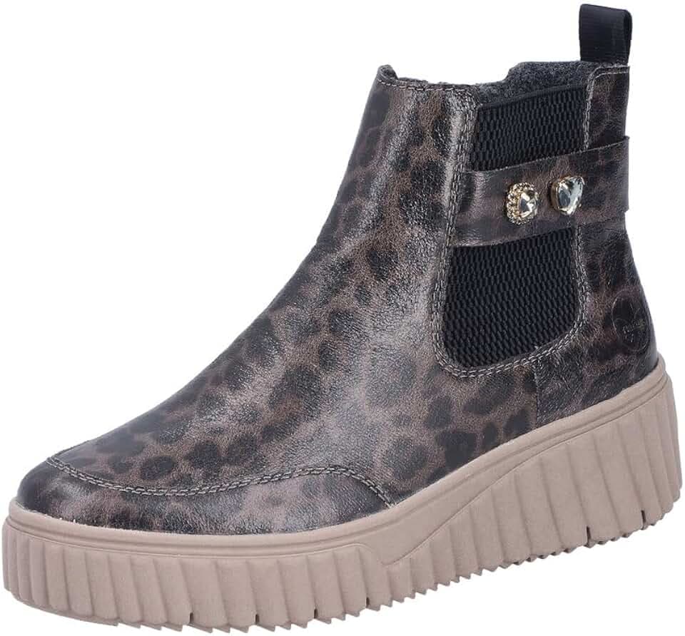 Rieker N2556-42 Schlupfstiefel Synthetik Damen in grau-kombi