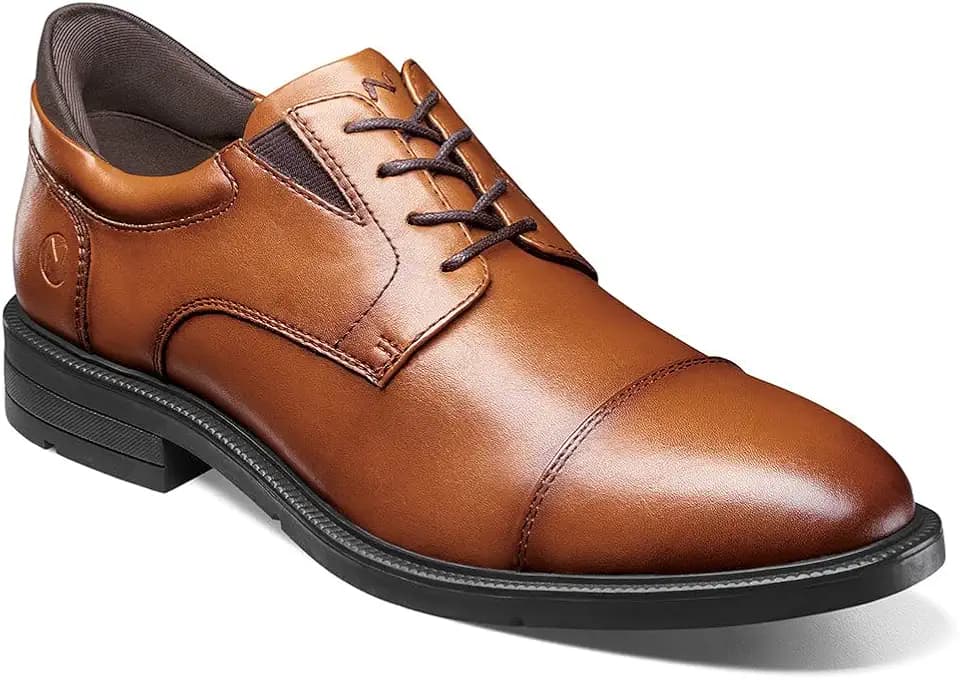 Nunn Bush Mens Kore Ez Hero Cap Toe Oxford Slip Resistant Easy-on and Easy-Off Lightweight Lace Up