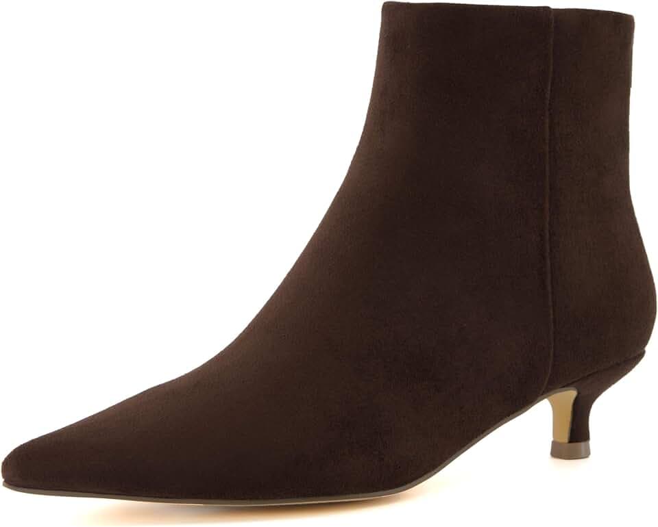 CUSHIONAIRE Women's Barbi Pointed Toe Kitten Heel Bootie – Soft Vegan Leather, Memory Foam, Wide Widths, and Back Zipper