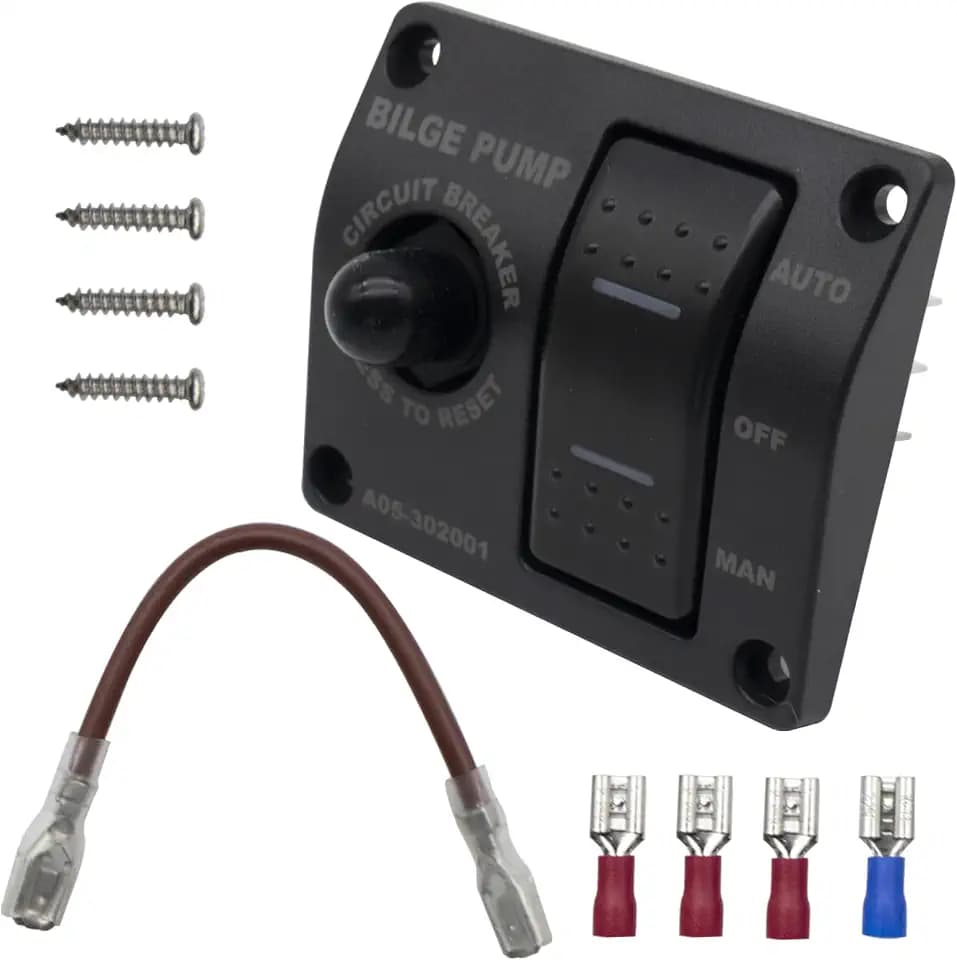 3-Way Bilge Pump Rocker Switch Panel, 12V/24V, 15A