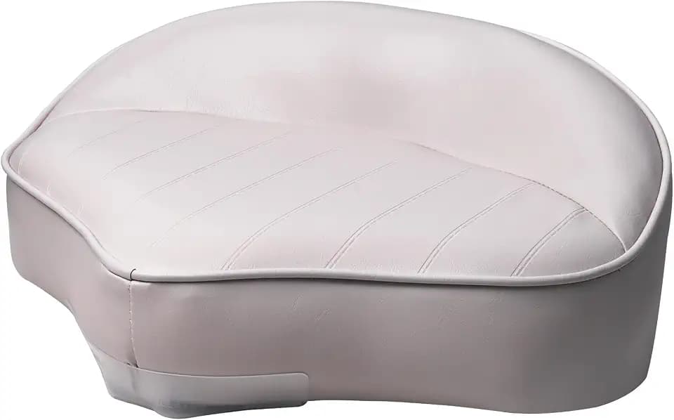 Casting Boat Seat, Pro Casting Deck Seat for Fishing Jon Bass Boat, Marine-Grade Vinyl Exterior Universal Casting Seat Boat Butt Chair, White, 15”W x 11”D x 6”H