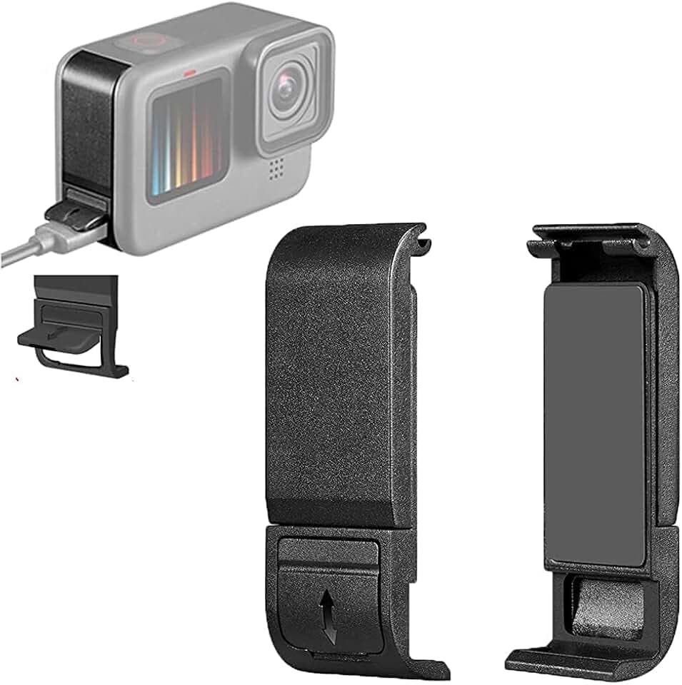 Seitentürabdeckung für GoPro Hero 13/12/11/10/9, schwarz, Staubschutz, Türabdeckung, Ersatzakku, abnehmbar, mit Ladeanschluss, Zubehör für Action-Kamera