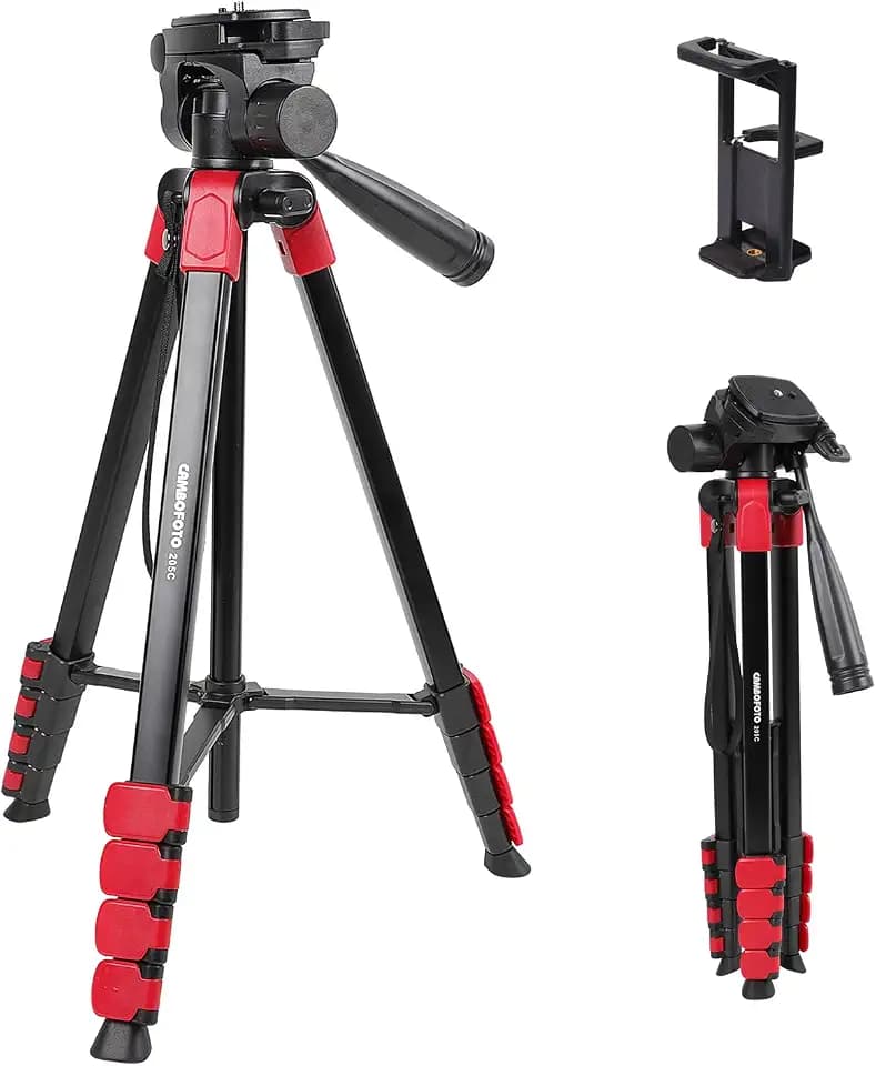 CAMBOFOTO Kamerastativ 172 cm mit Handy-/Tablet-Halter und Tragetasche