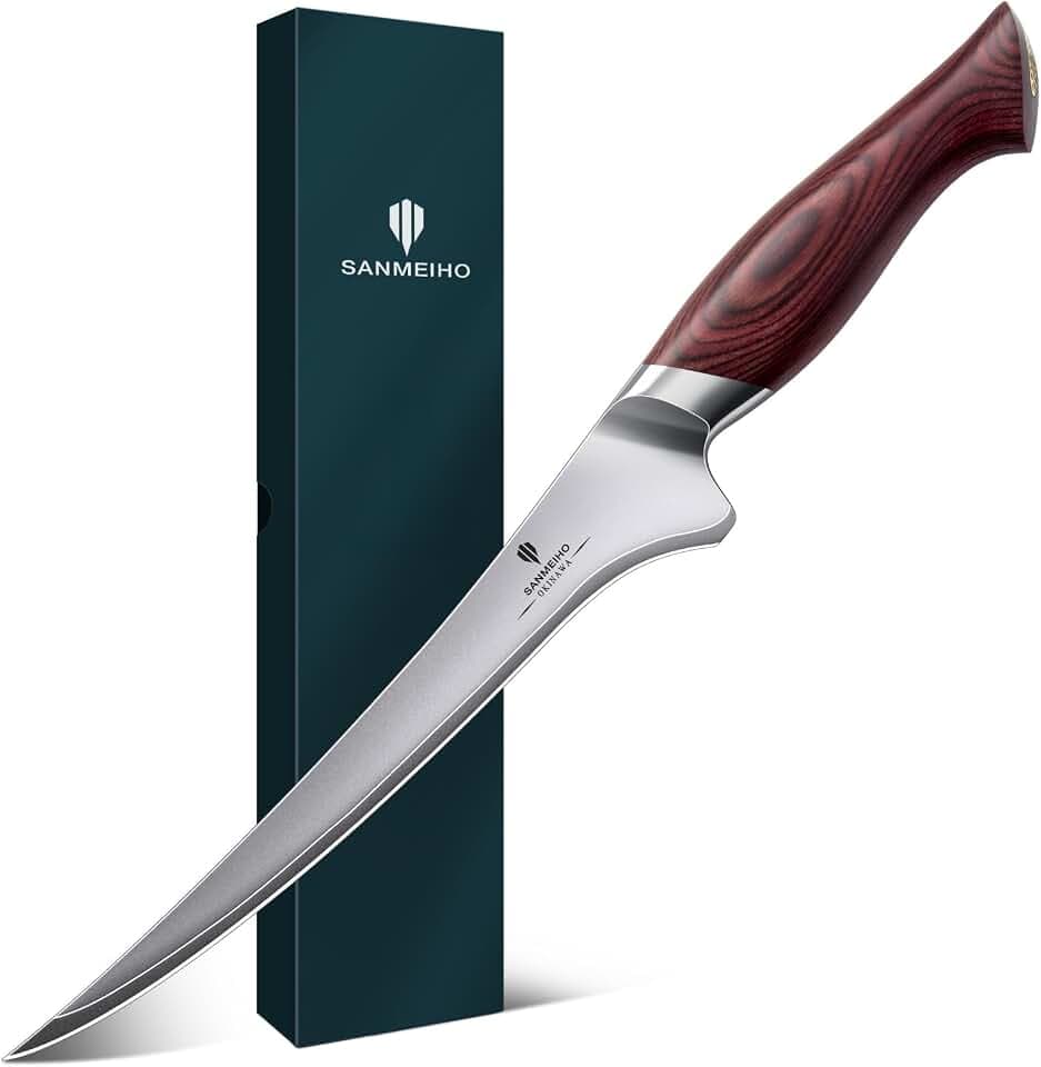 SANMEIHO Filetiermesser 18 cm, Scharfes Ausbeinmesser für Fleisch